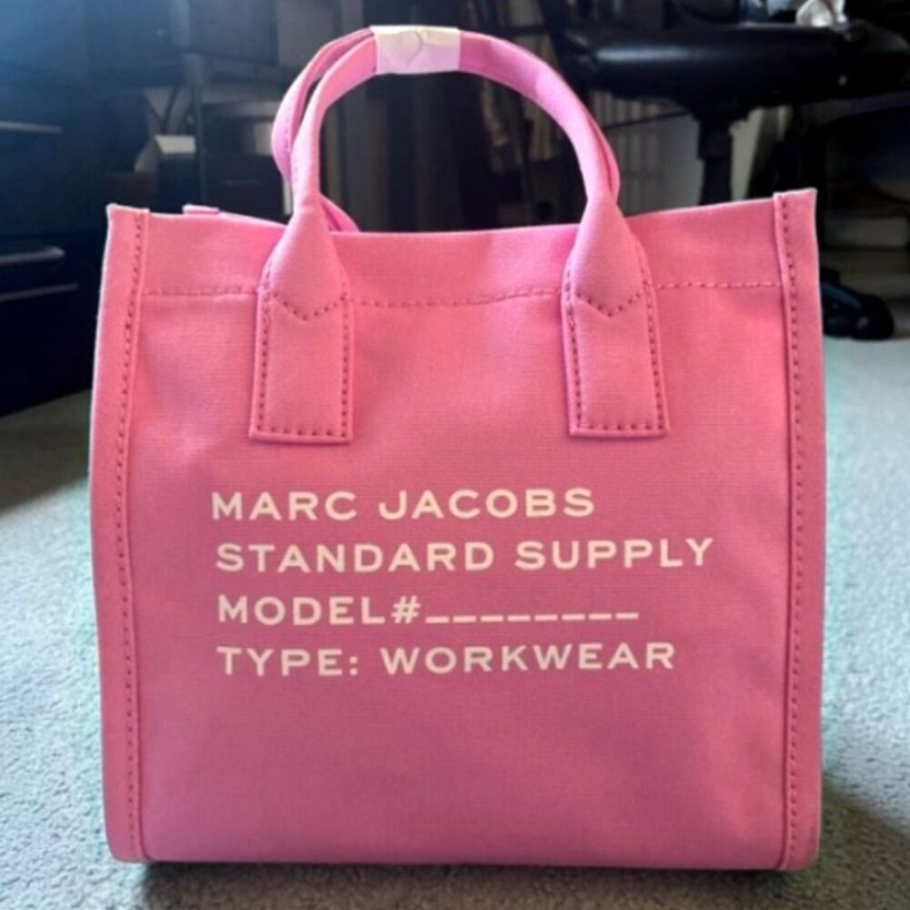 Marc Jacobs The Tote Bag Medium Pink Canvas Crossbody Shoulder Bag Womens NWT